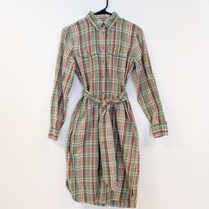 Polo by Ralph Lauren Green Plaid Long Sleeve Dress
